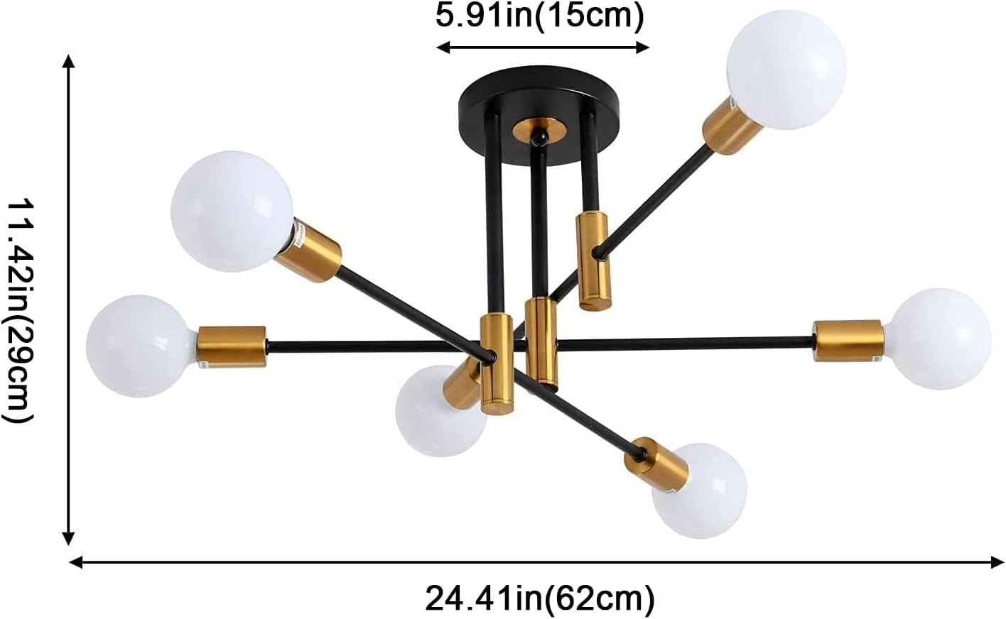 Mid Century Chandelier Pendant Lighting Modern Sputnik Semi Flush Mount Ceiling Light Adjustable Arm Light Fixture