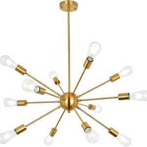 Morden Sputnik Light Fixture modern luxury Chandeliers 12 Lights Brushed Brass Modern Ceiling Light Fixture