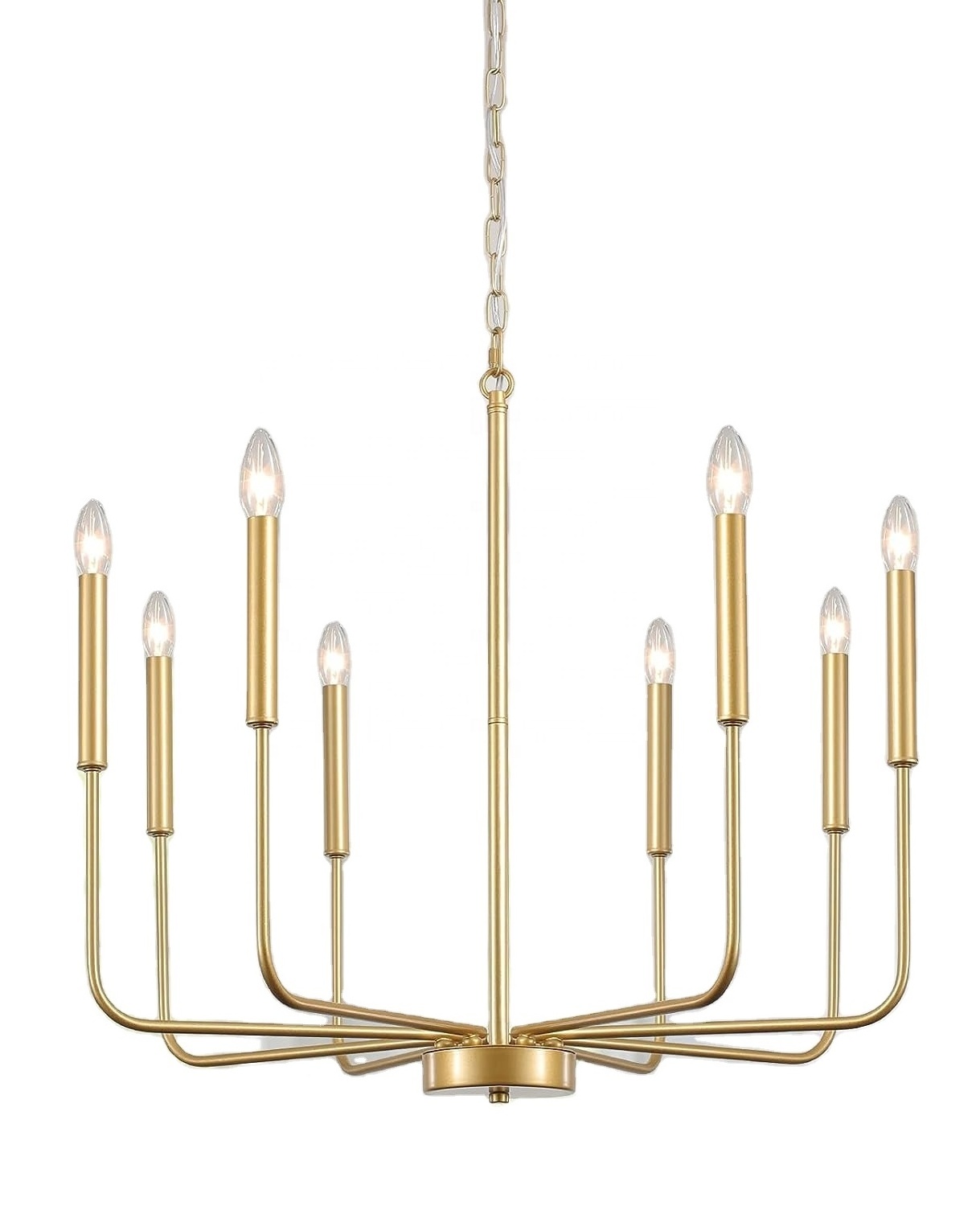 Classic Modern candle chandelier decorative lamp Gold 8 Lights Farmhouse Ceiling Hanging Pendant Light Fixtures