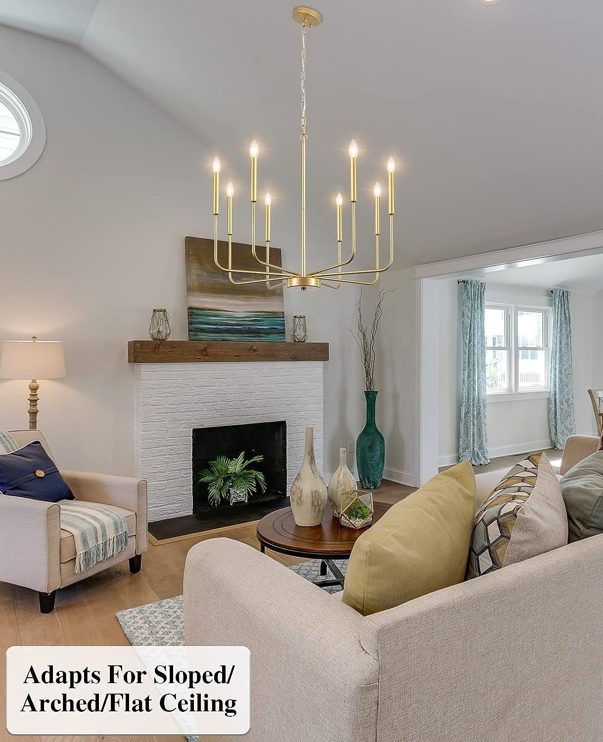 Classic Modern candle chandelier decorative lamp Gold 8 Lights Farmhouse Ceiling Hanging Pendant Light Fixtures