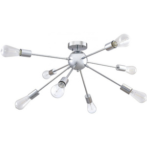 Sputnik Postmodern light luxury lighting fixtures 8 Lights Middle Ages Industrial Chrome Chandelier, Flush Mount Ceiling Lamp