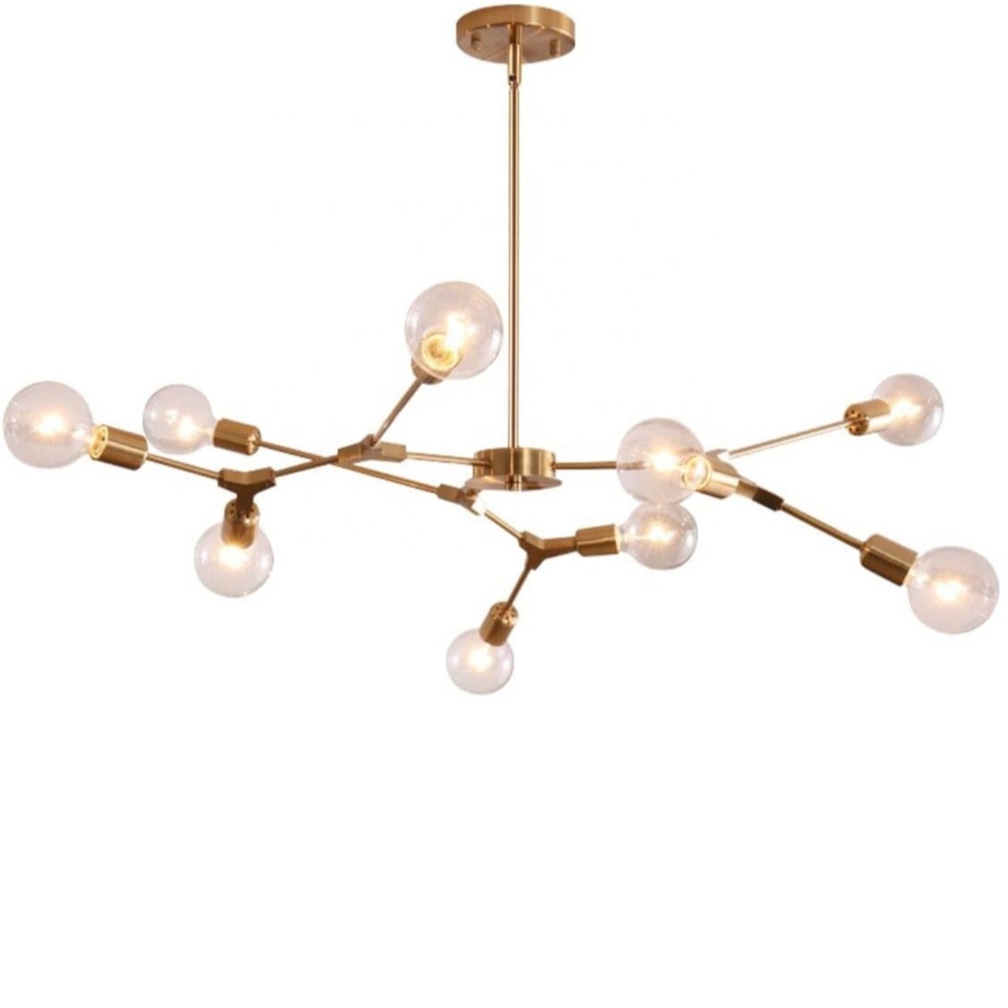 Medieval modern light luxury creative Sputnik Chandelier Metal Brushed Brass Hanging light 9 bulb