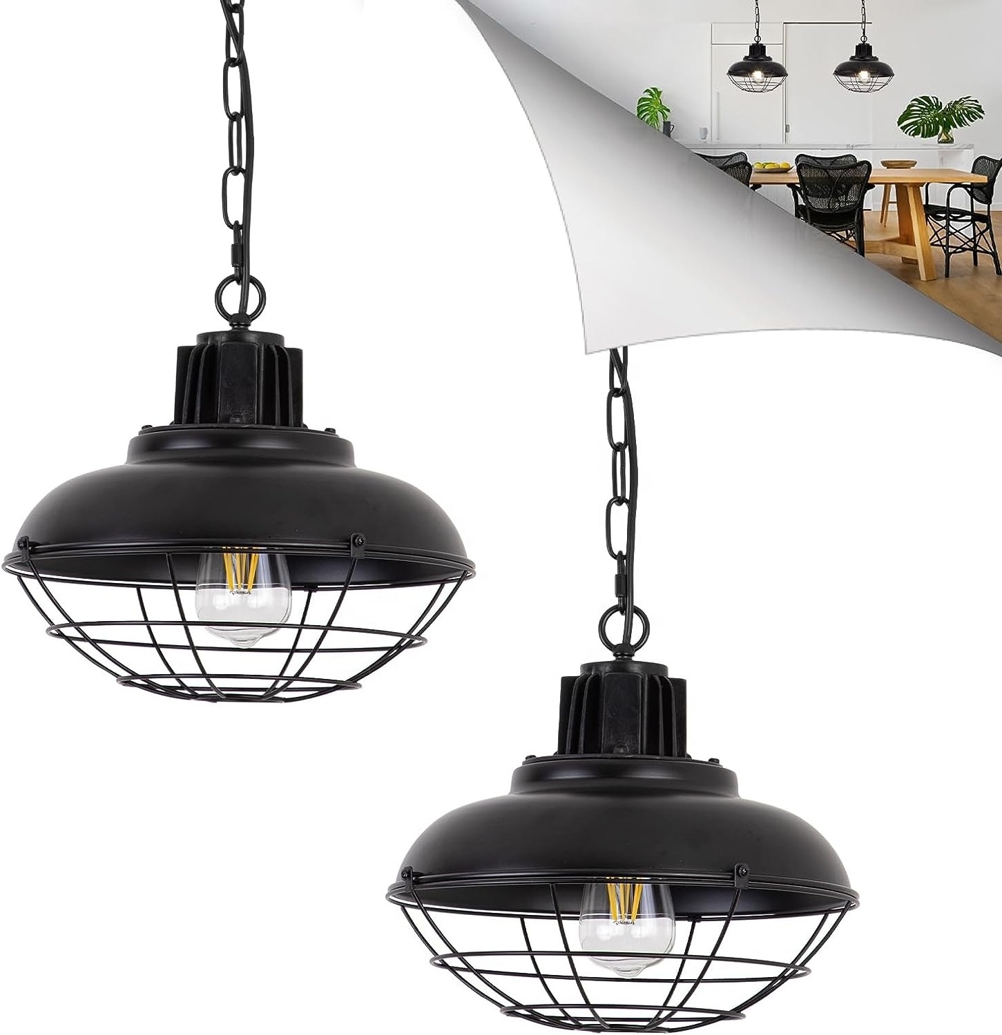 OPPstable Vintage classic birdcage pendant lamps Modern Nordic kitchen island lighting black hanging chandelier