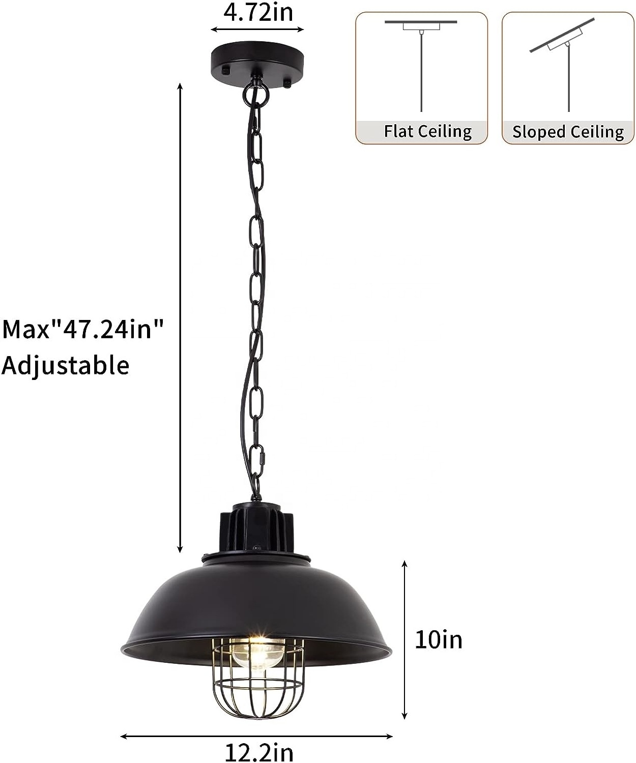 Black vintage industrial wire cage chandeliers, farmhouse bar kitchen island ceiling lights