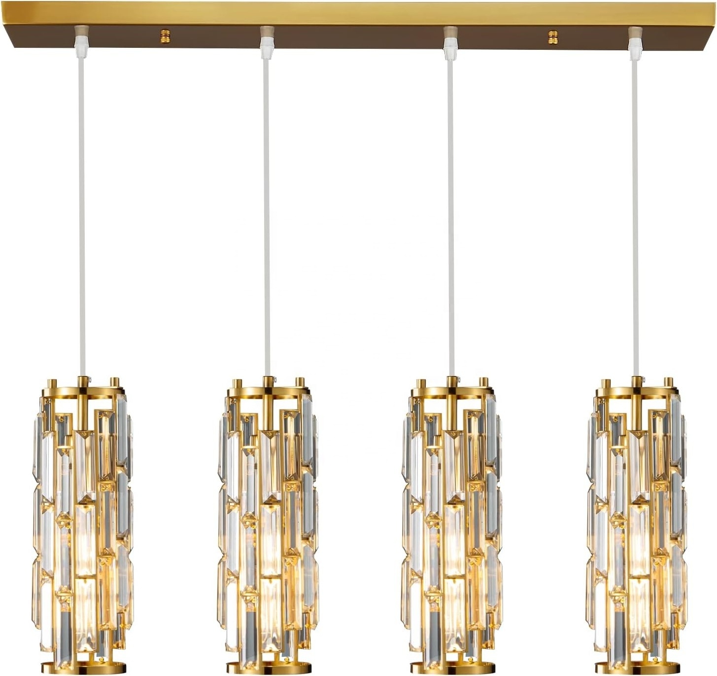 Woholitable Modern light luxury gold crystal pendant light, entry hanging glass chandelier 4 lights