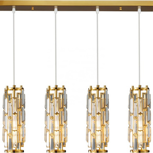 Woholitable Modern light luxury gold crystal pendant light, entry hanging glass chandelier 4 lights