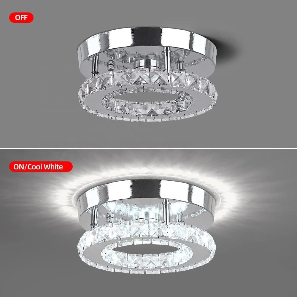 Woholitable magnificent Crystal Chandelier LED Flush Mount Pendant Light Mini hanging Light Fixture