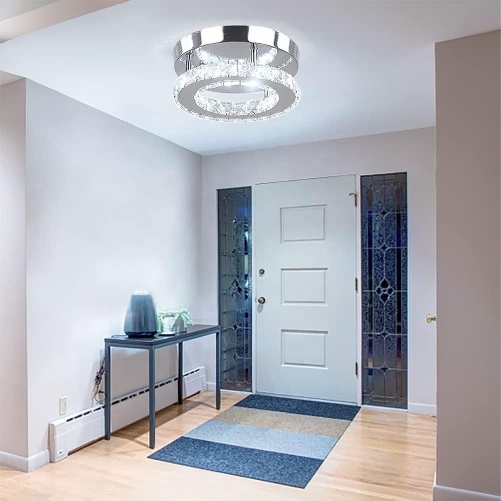 Woholitable magnificent Crystal Chandelier LED Flush Mount Pendant Light Mini hanging Light Fixture