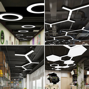 Custom led super bright office pendant light seamless splicing long strip light gym mall shop chandelier