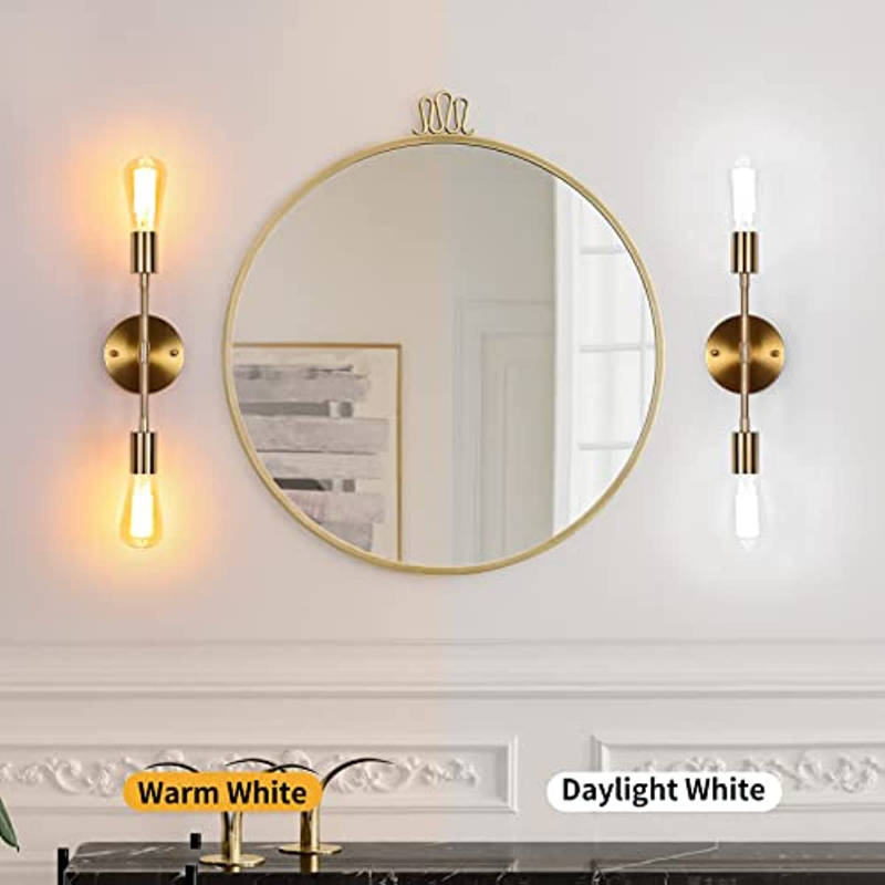 Gold Bathroom Light Fixtures,2 Light Bathroom Vanity Light Gold Wall Sconce for Toilet Hallway Porch Bedroom