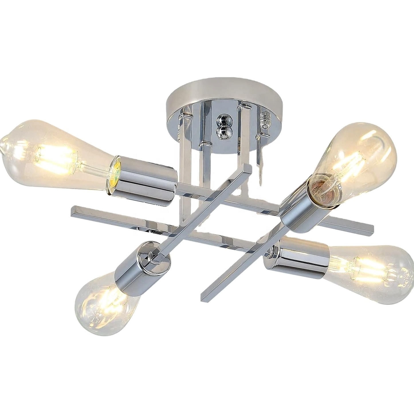 Sputnik modern Chrome Mid Century Chandelier Semi Flush Mount 4 Lights Brushed Nickel Ceiling decoration Light Fixture