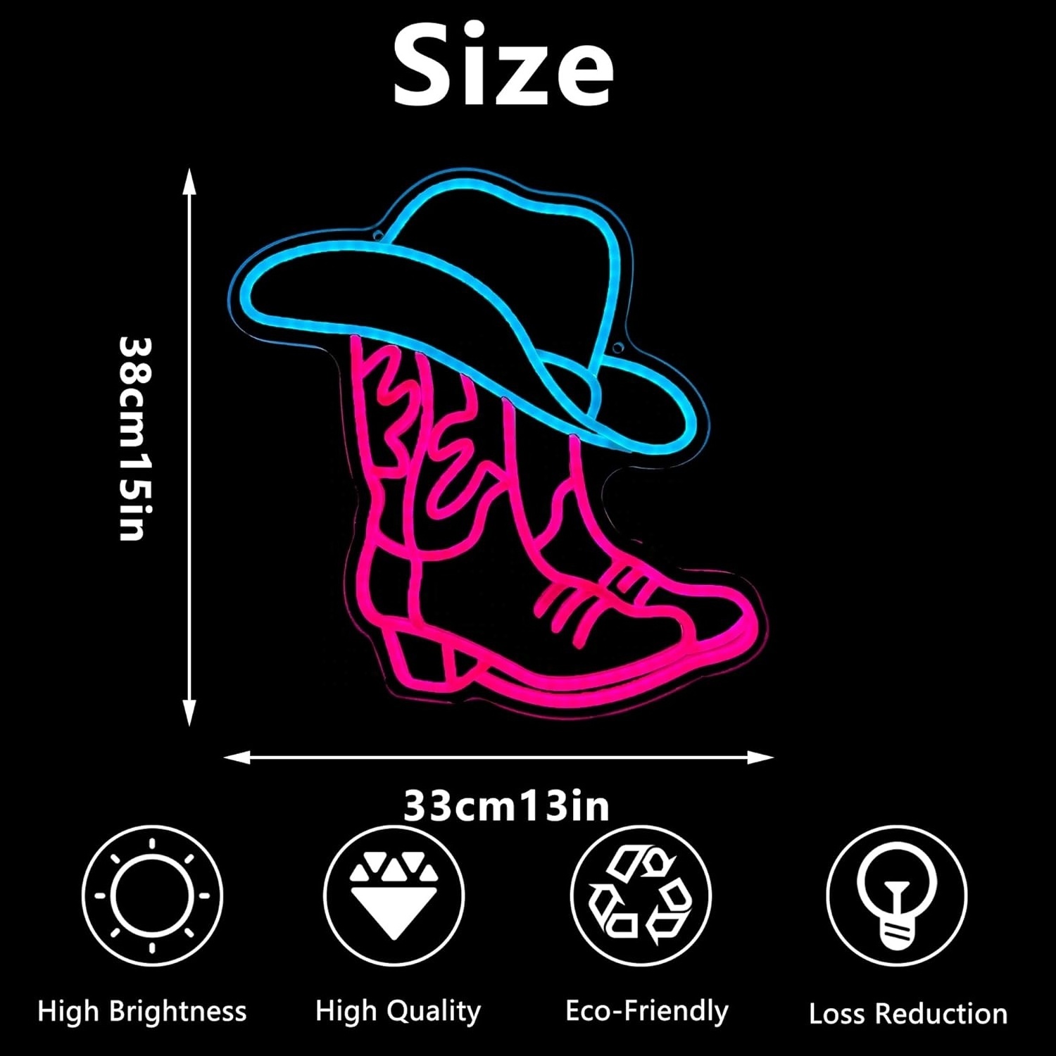 Cowboy Boot and Hat Neon Sign, LED Pink Cowgirl Boots Neon Sign Wall Decor, Pink Aesthetic Western Wall Art