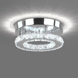 Woholitable Modern Crystal Chandelier LED Flush Mount Pendant Lighting Cold White Mini Ceiling Light Fixture