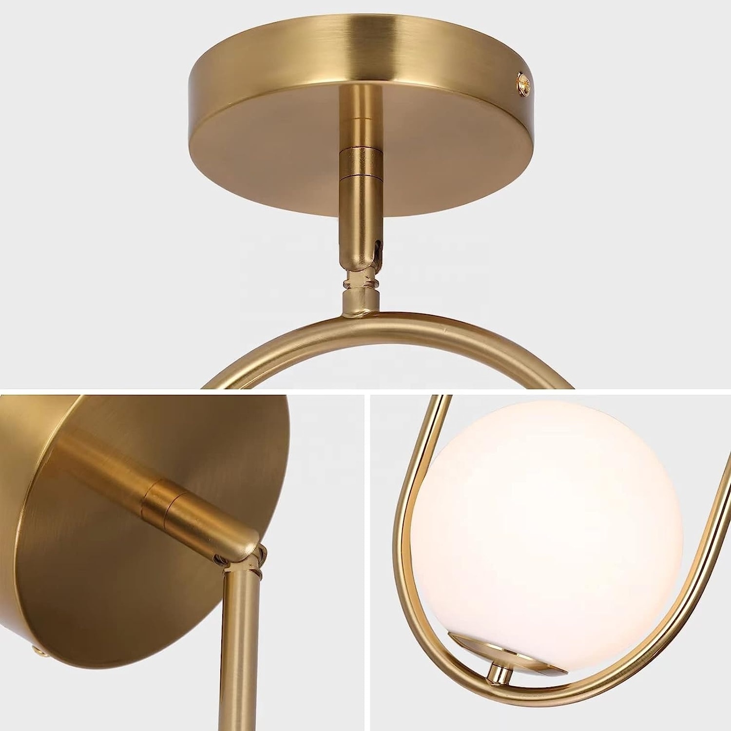 Woholitable Mid Century Modern Pendant Lighting Gold Globe Pendant Light Fixture