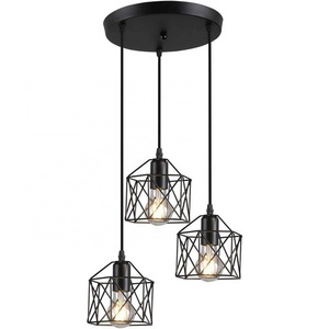 MEDISEN Morden black pendant lamp,Metal cage lighting farmhouse kitchen island pendant lights