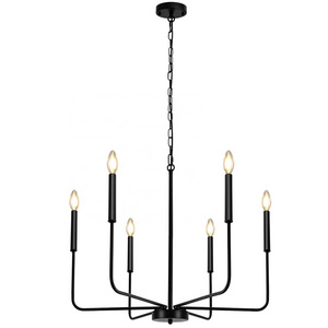 MEDISEN 6 lights Modern chandelier, indoor lighting black metal candle hanging pendant lamp