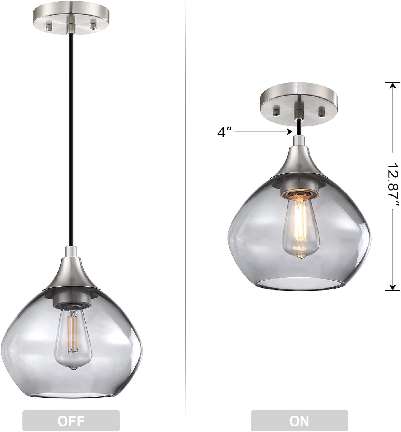 Woholitable Light Hanging Indoor Kitchen Island Pendant Lights,Hand Blown Glass Shade Ceiling Light Fixtures