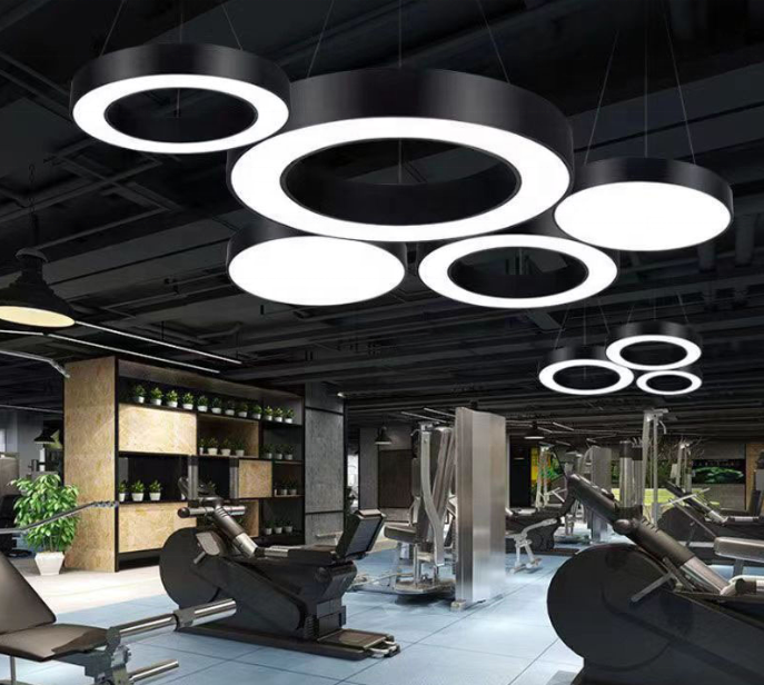 Office lighting led chandelier Round solid hollow circle size ring gym dance studio ceiling light