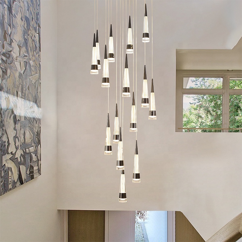 Chandelier Mid Century Staircase Long Pendant Light Fixture Large Chandeliers for Living Room Foyer Hallway