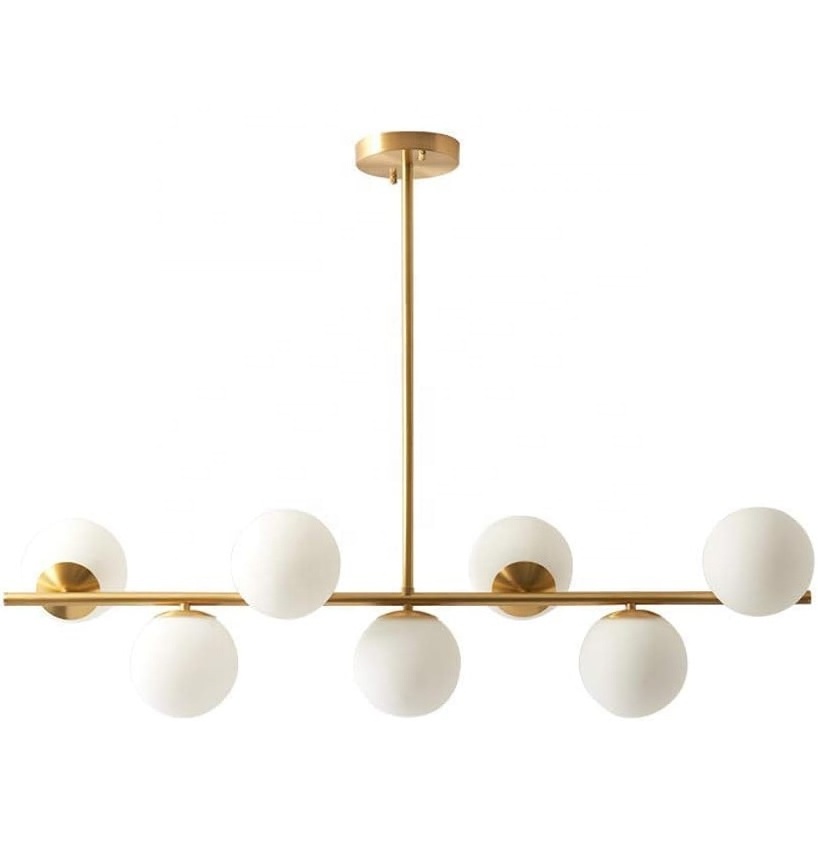 Woholitable Mid Century Modern Sputnik Chandelier 7-Lights Black and Brass Linear Pendant Light