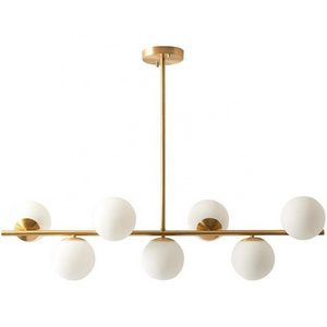 Woholitable Mid Century Modern Sputnik Chandelier 7-Lights Black and Brass Linear Pendant Light