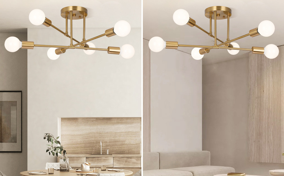 Modern Sputnik Gold Chandelier,Medieval chandelier,6-Light Ceiling Pendant lamp-6 Light