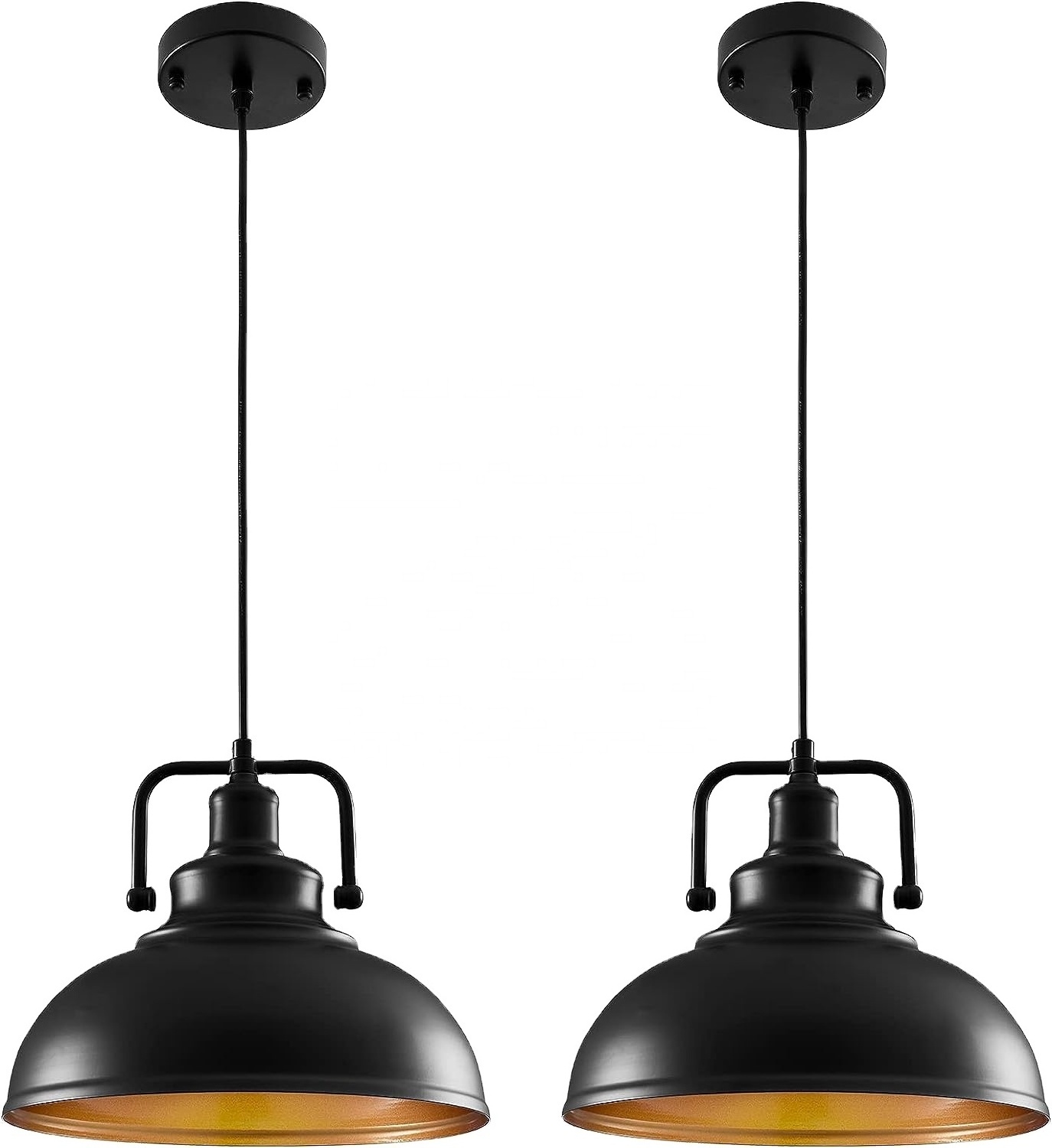 Black gold industrial pendant hanging light farmhouse retro pot cover iron metal chandelier