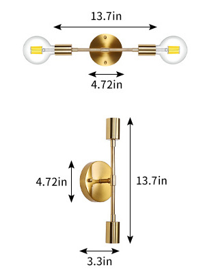 Gold Bathroom Light Fixtures,2 Light Bathroom Vanity Light Gold Wall Sconce for Toilet Hallway Porch Bedroom