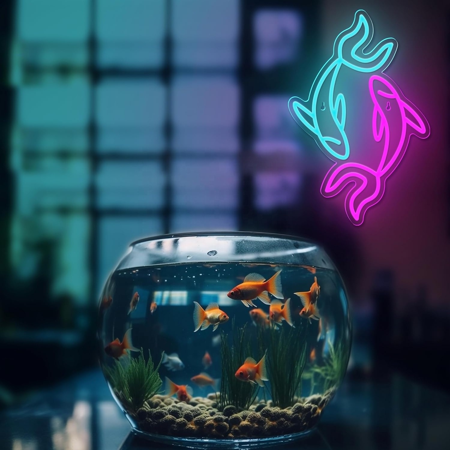 Fish Neon Sign Koi Fish Neon Lights Sign for Wall Decor Dimmable LED Night Light Signs