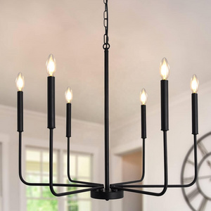 Black candle chandelier, vintage Christmas Country chandelier 6 light decorative chandelier lighting