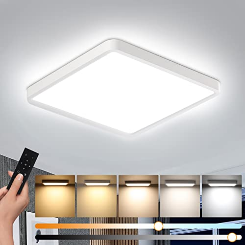 Dimmable LED Ceiling Light Fixture with Remote Control, Slim Modern Ceiling Lamp for Bedroom Kitchen