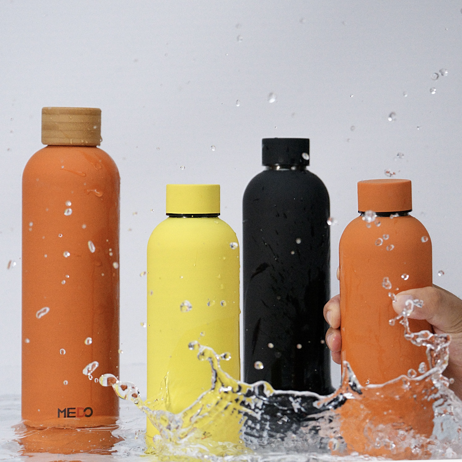 Custom 350ml 500ml 750ml 1000ml Sport Small Mouth Rubber Coated Stainless Steel Water Bottle