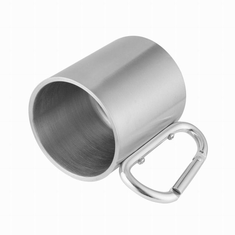 200ml 300ml outdoor camping travel portable stainless steel coffee cup double walled carabiner mug with handle