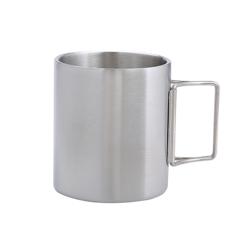 350ml stainless steel camping mug travel mug stainless steel cup with fold-able handle