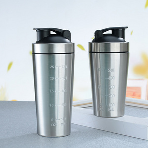 Custom logo 304 stainless steel single layer shaker bottle sports cup fitness protein powder milk shaker cup