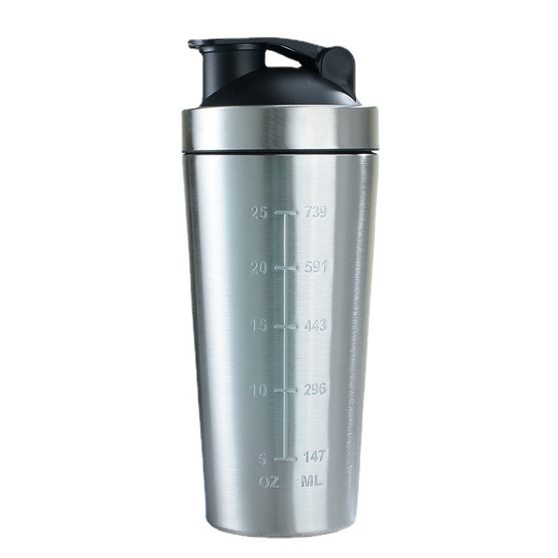 Custom logo 304 stainless steel single layer shaker bottle sports cup fitness protein powder milk shaker cup