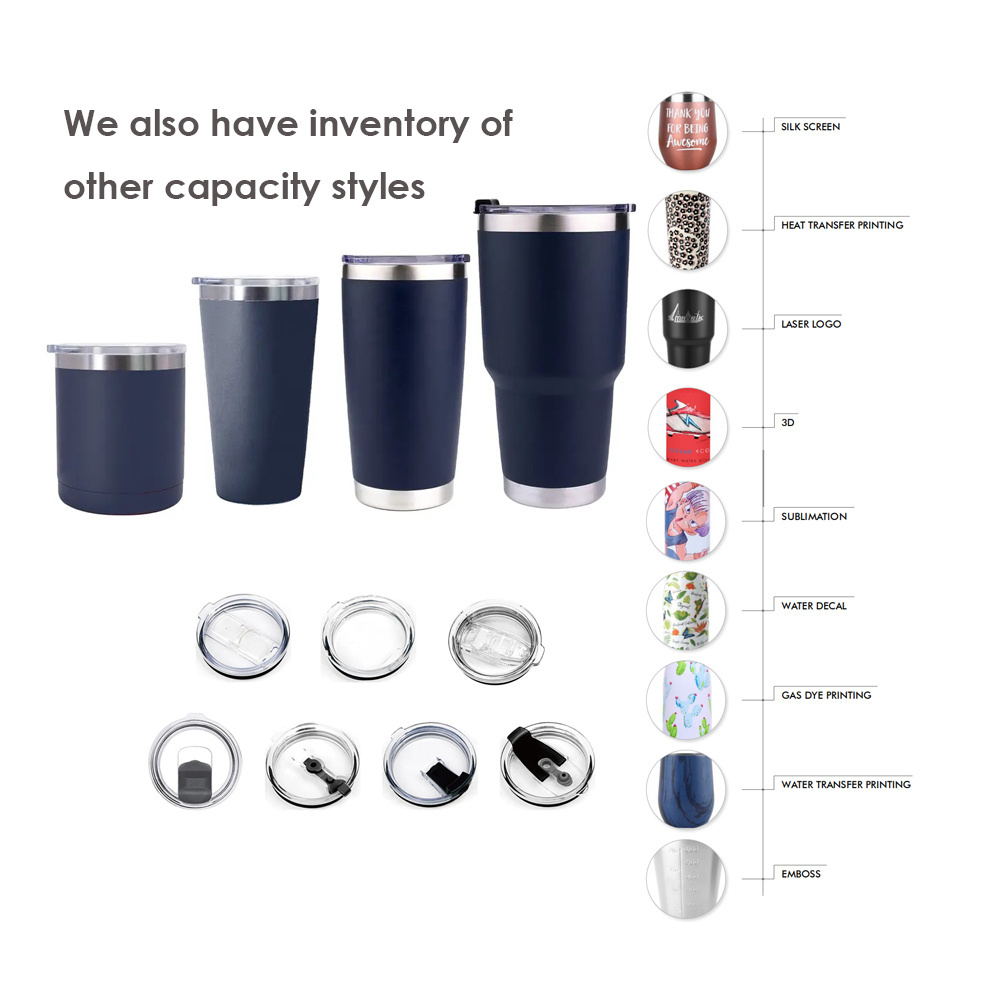 Tumbler Cups Wholesale 30oz Powder Coated Custom Logo Insulated PP Straw Leak Proof Lid Non-slip Stainless Tumbler