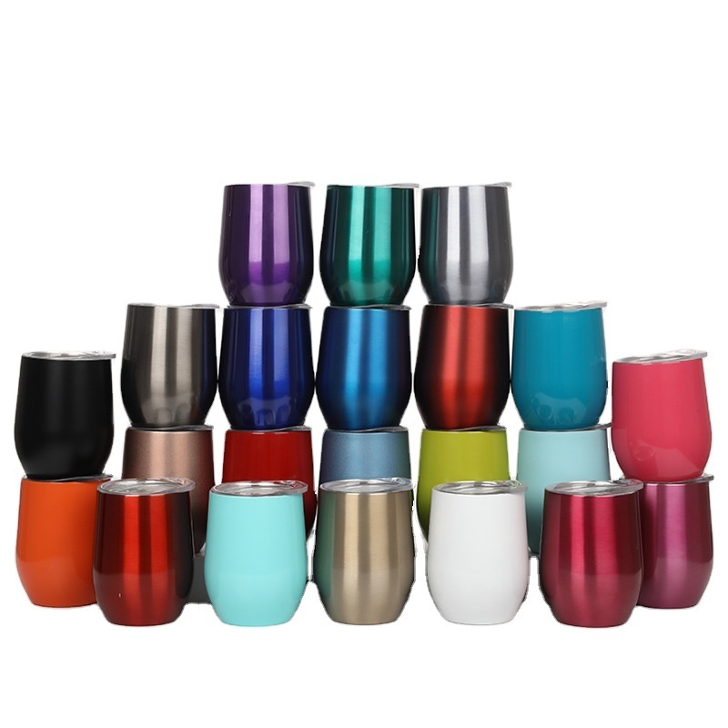 Hot sale 350ml mugs and tumblers Double Wall Egg Shape Stainless Steel thermal flask 12oz wine tumblers