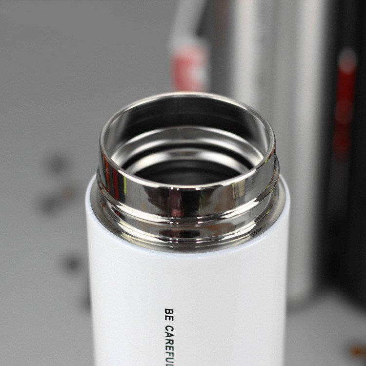 Double Wall Stainless Steel Insulated Vacuum Flask Hot Cool Drinking Water Bottle with Wooden Grain Color Lid