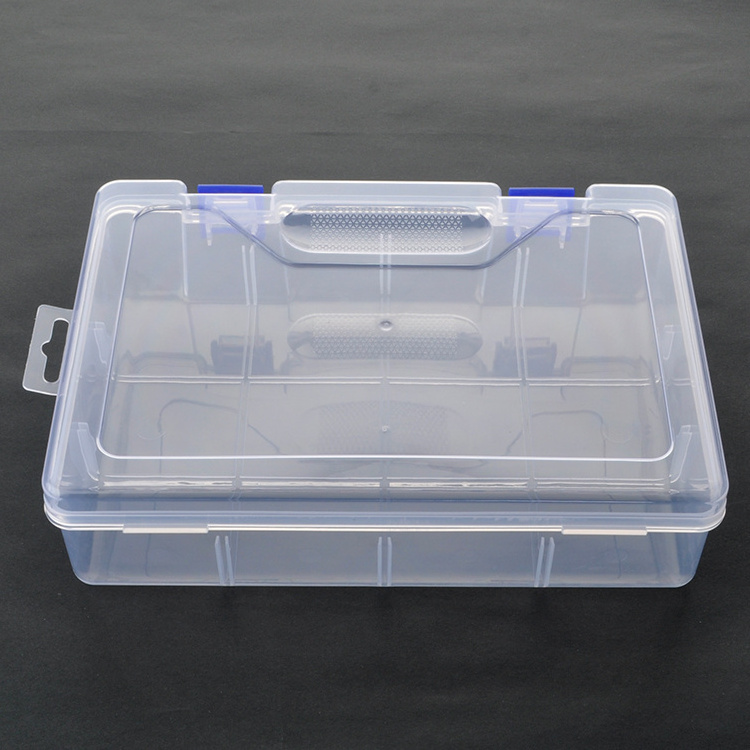 Rectangular Plastic Boxes Empty Storage Organizer Containers with Two Latches