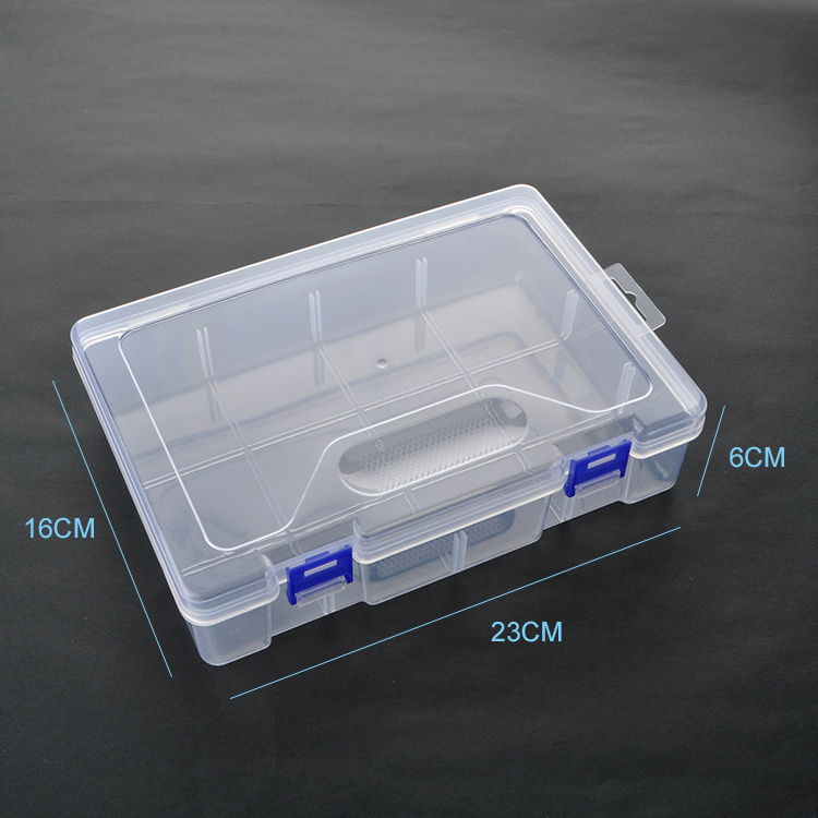 Rectangular Plastic Boxes Empty Storage Organizer Containers with Two Latches