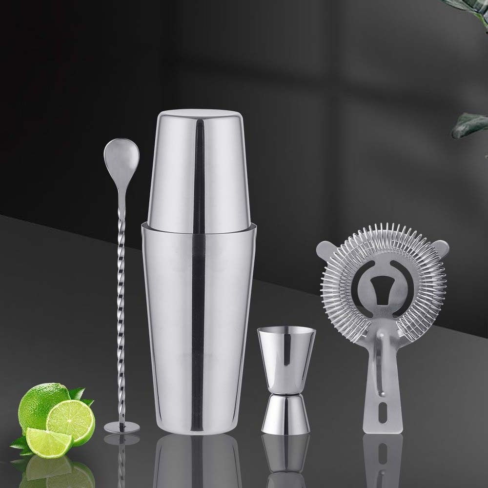 High Quality 800ml Multiple Sizes Stainless Steel  Cocktail Shaker Set Double Layer Cocktail Shaker Set Bartender Kit