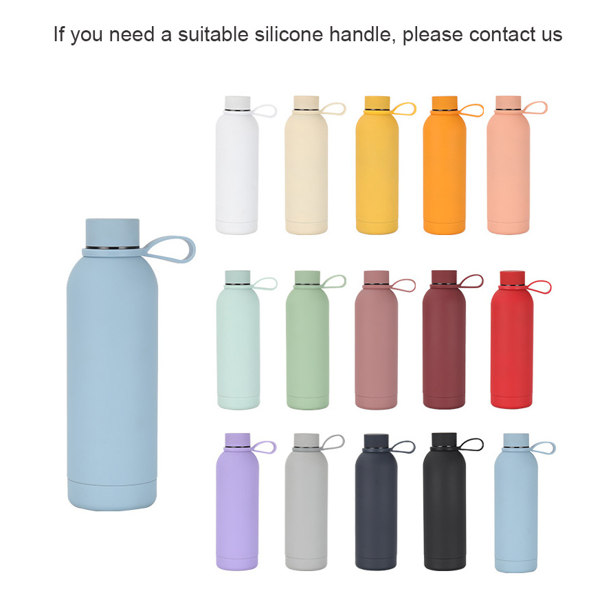 Soft touch rubber paint 350ml 500ml 750ml Insulated vacuum flask thermal double wall stainless steel water bottle