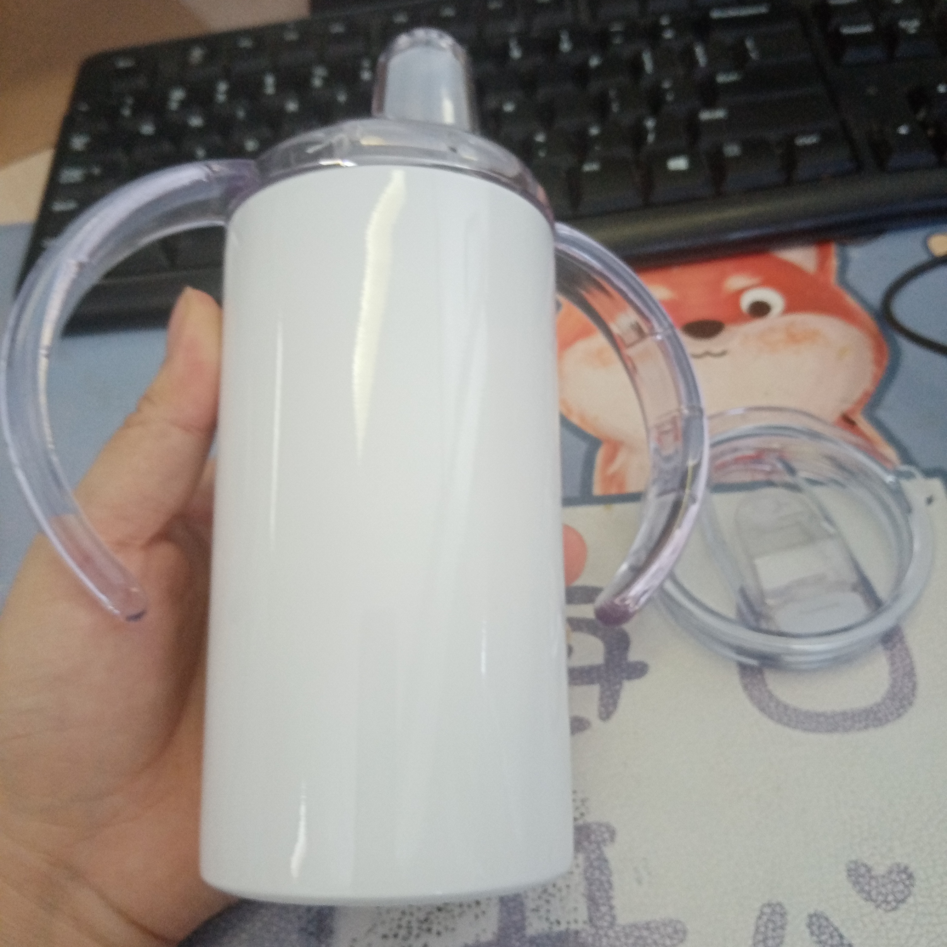 Top Selling 2023 wholesale sublimation straight child cups stainless steel baby cup kids 12 oz sippy cup with handle