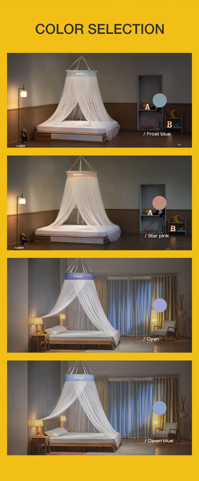 Medoga Round Decoration Dome Baby Crib Romantic Umbrella Mosquito Net With Hammock Hanging Bed Canopy