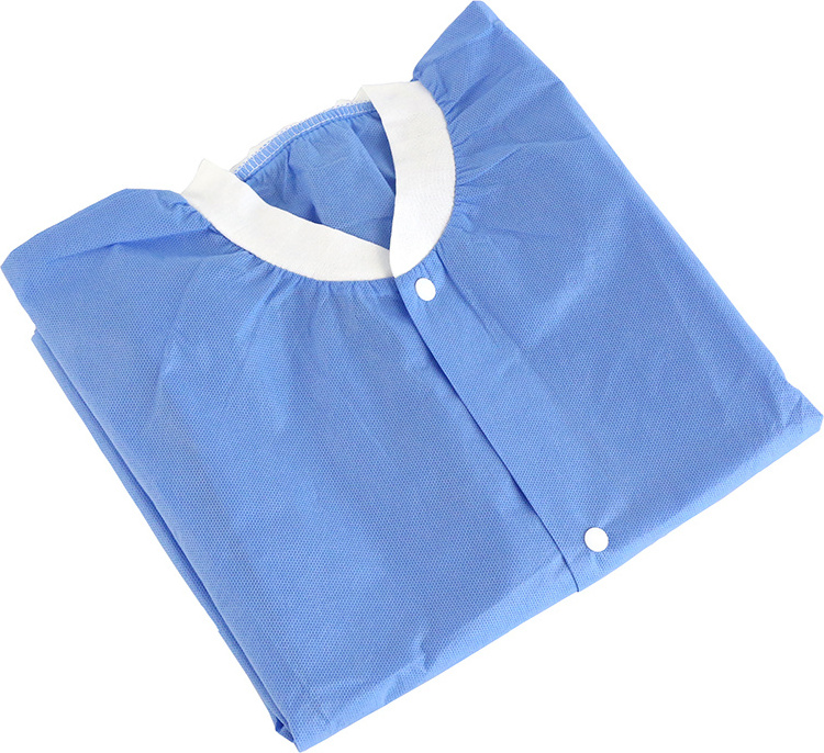 Disposable SMS Lab Coat/ Visitor Clothes/ Lab Gown with Short Collar non-woven