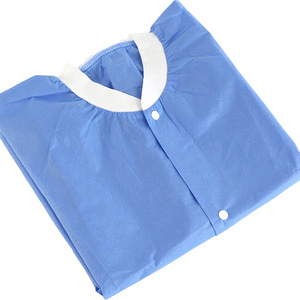 Disposable SMS Lab Coat/ Visitor Clothes/ Lab Gown with Short Collar non-woven