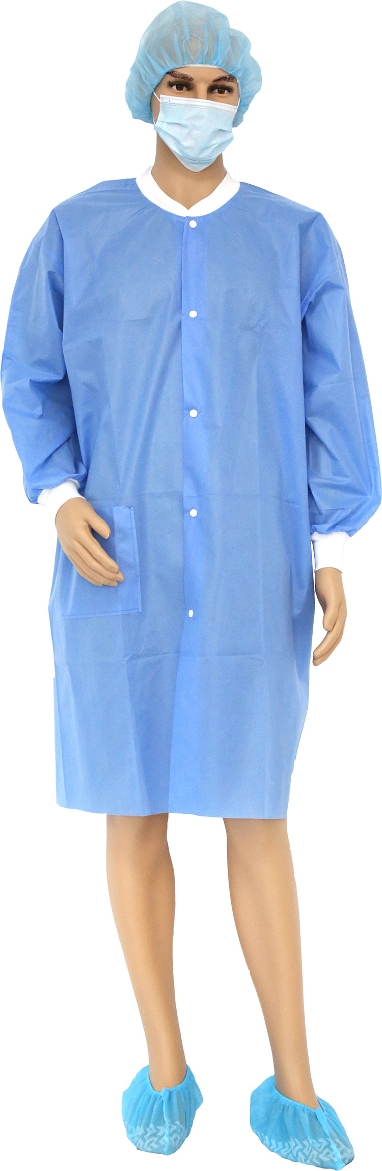 Disposable SMS Lab Coat/ Visitor Clothes/ Lab Gown with Short Collar non-woven