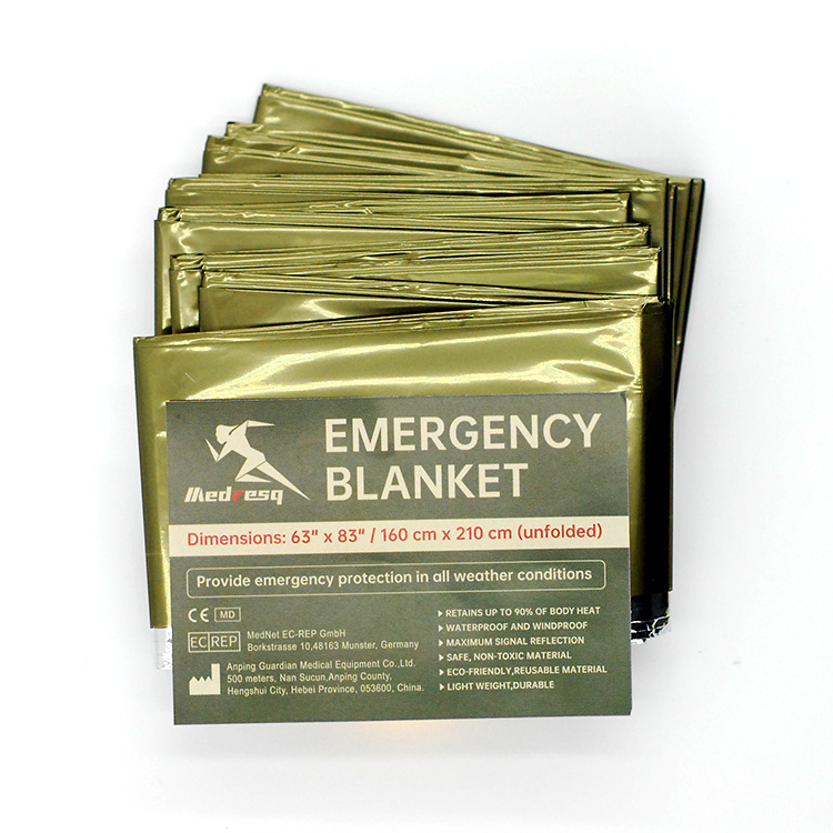 Hot Sell Wholesale Toughest Material available survival blanket Gold Thermal Space Survival Foil Bivvy Emergency Mylar Blanket