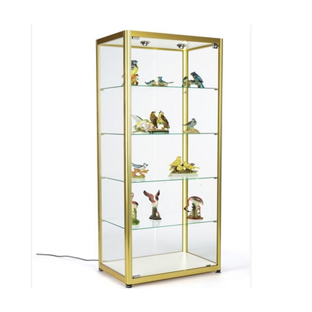 Free Standing Tower Lock Display Rack , Shopfitting Glass Door Display Cabinet, Jewellery Shop Display Case Smoke Shop Showcase